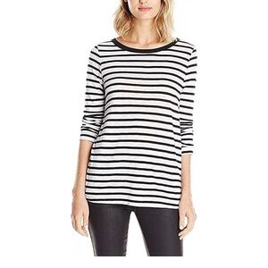 Splendid Striped Navy & White Button Up Back Long Sleeve T-Shirt  Size Medium